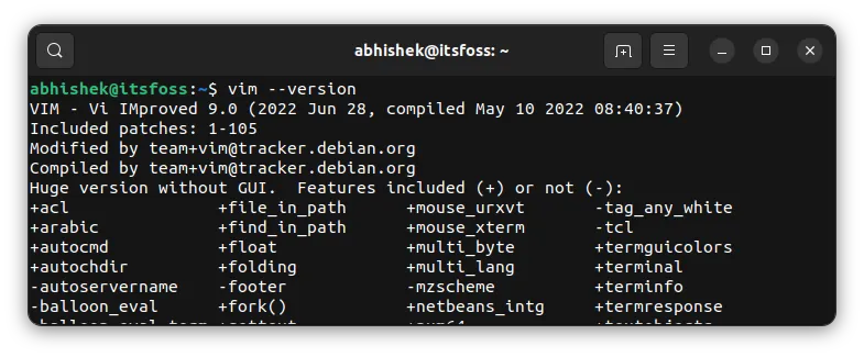 Checking installed Vim version
