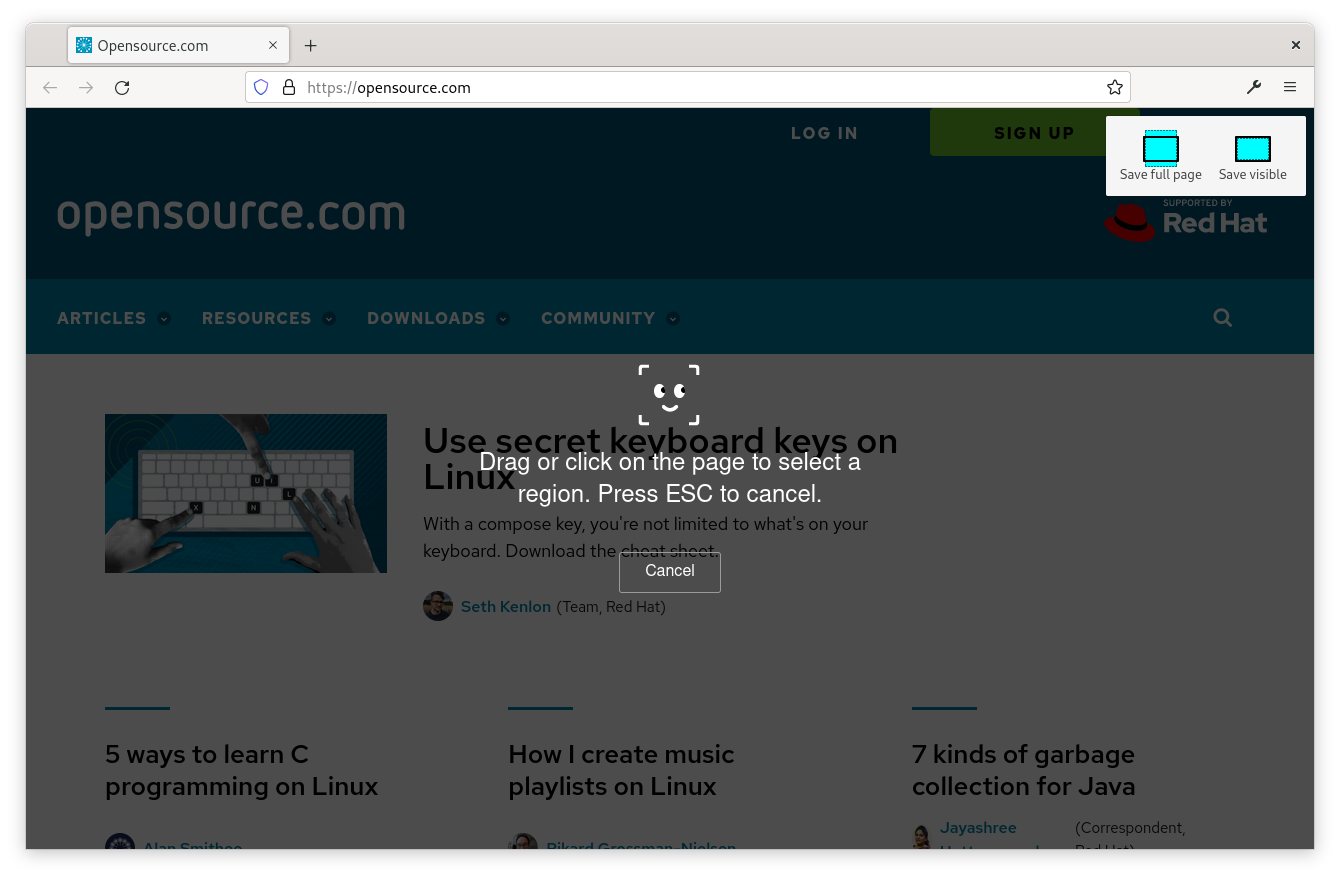 Image of Firefox modal display