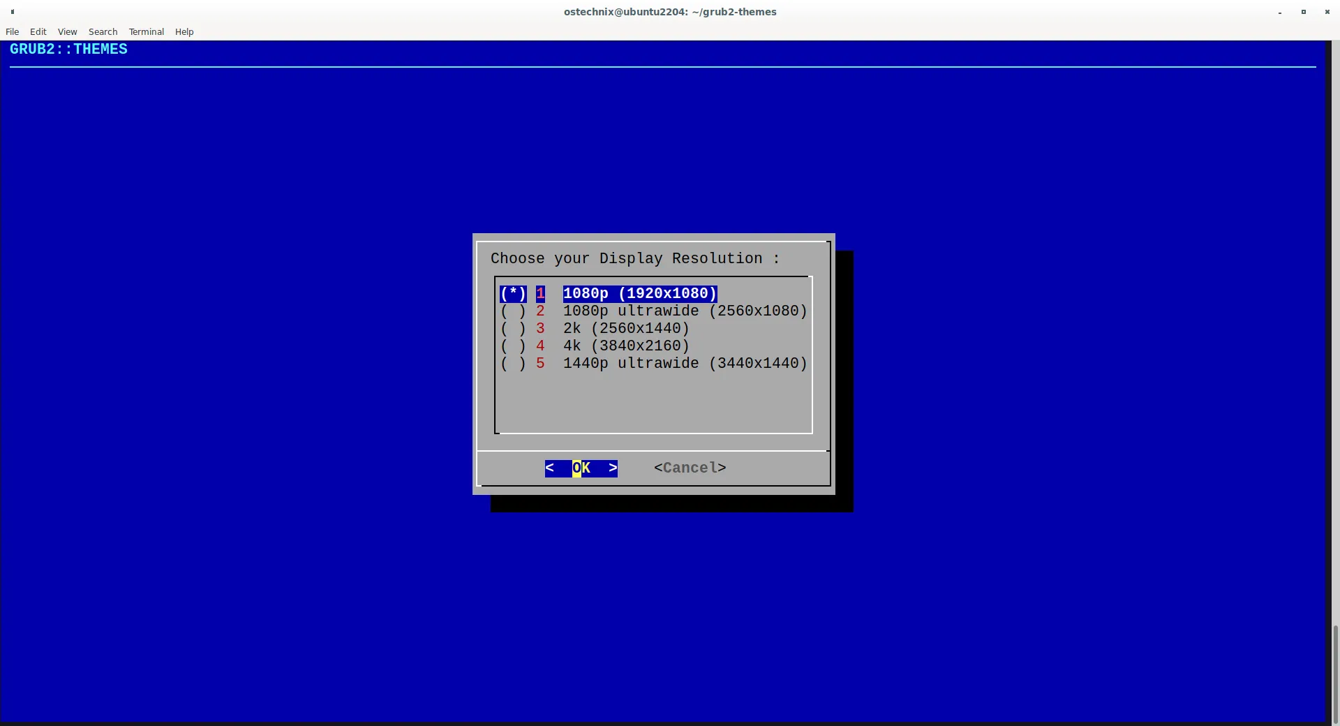 Choose Display Resolution