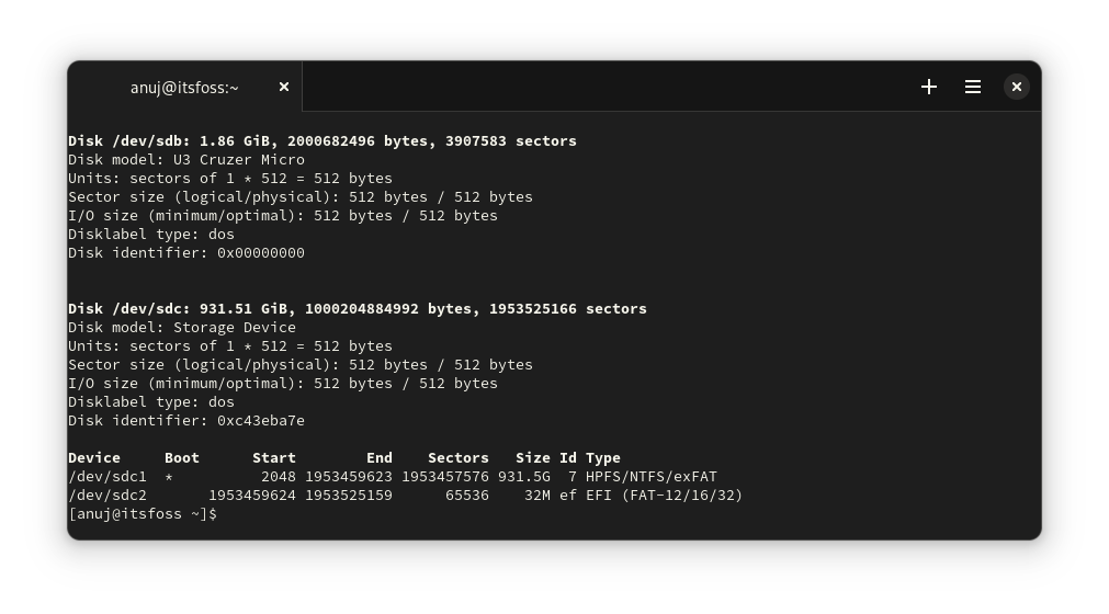 Use fidsk to list usb devices