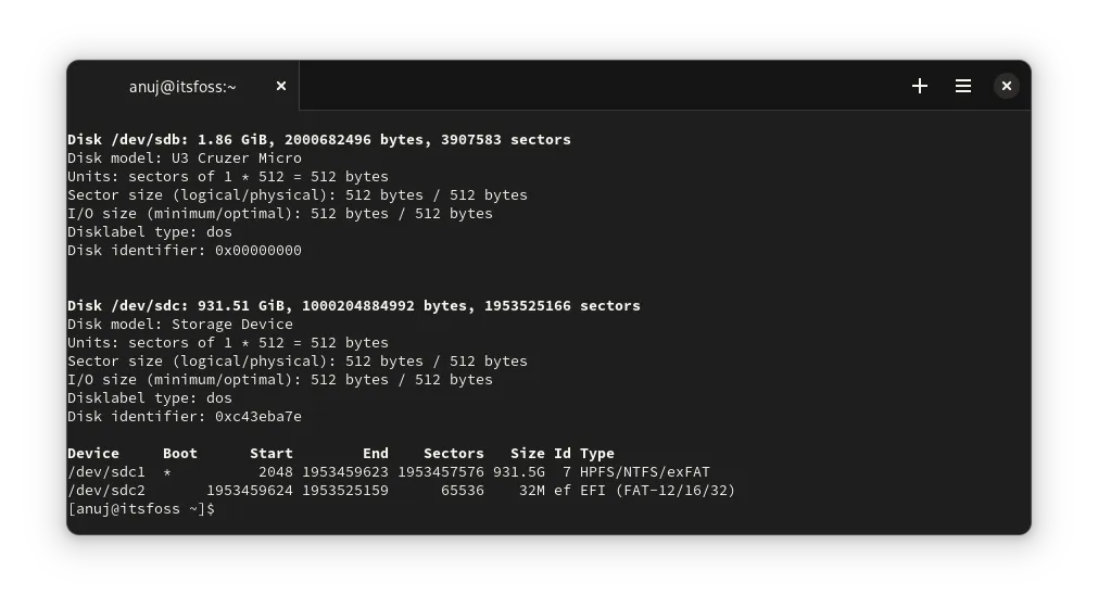 Use fidsk to list usb devices