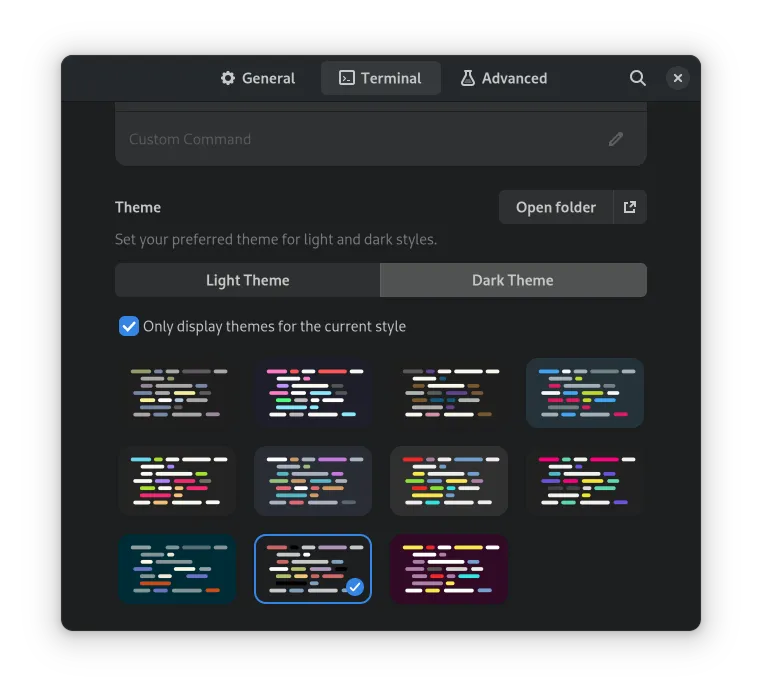 Available themes for Blackbox