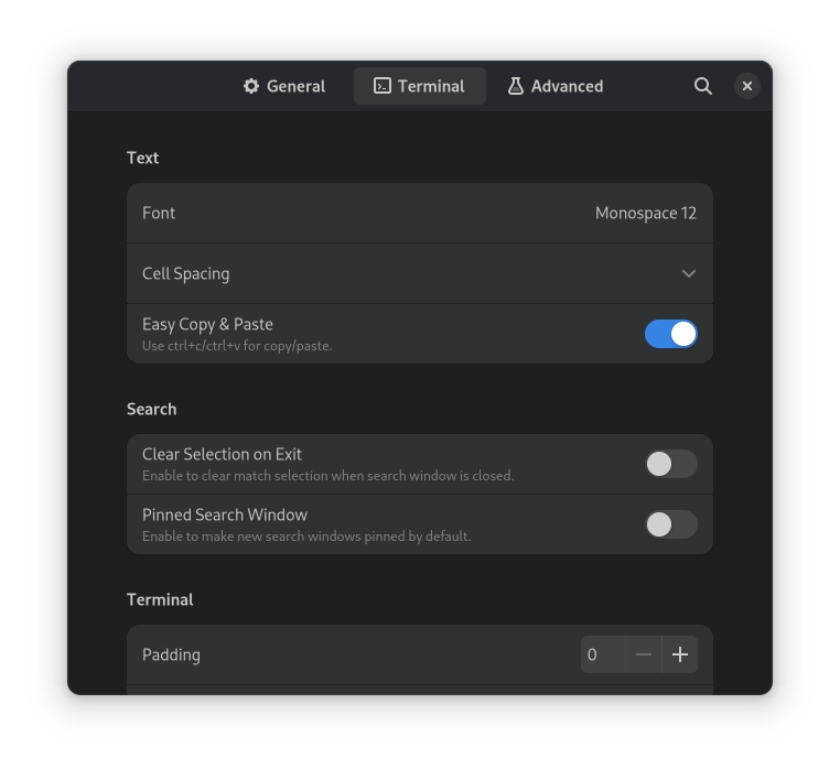 Easy copy-paste mode allows using Ctrl+C and Ctrl+V keys