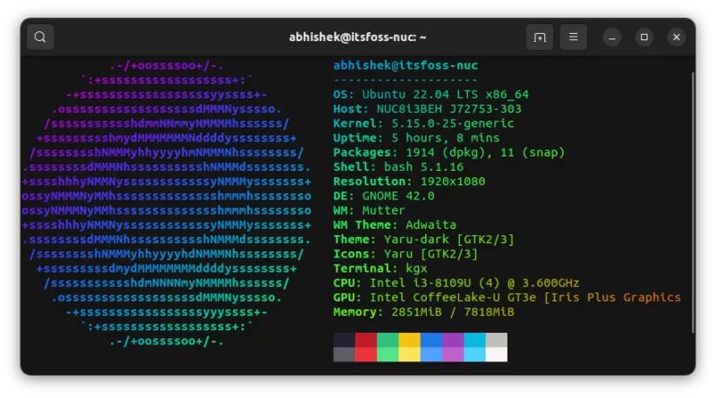 ubuntu 22 04 neofetch lolcat