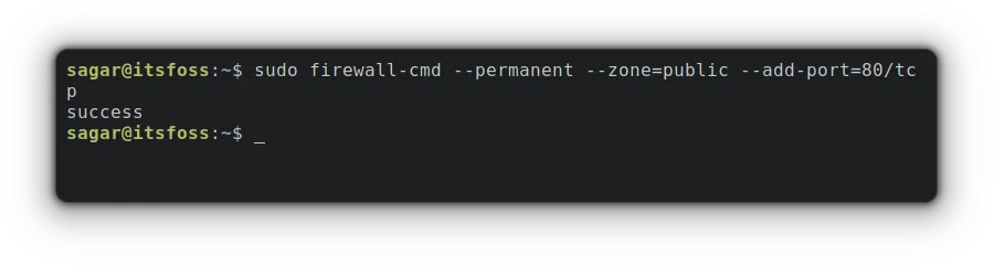 sudo firewall-cmd --permanent --zone=public