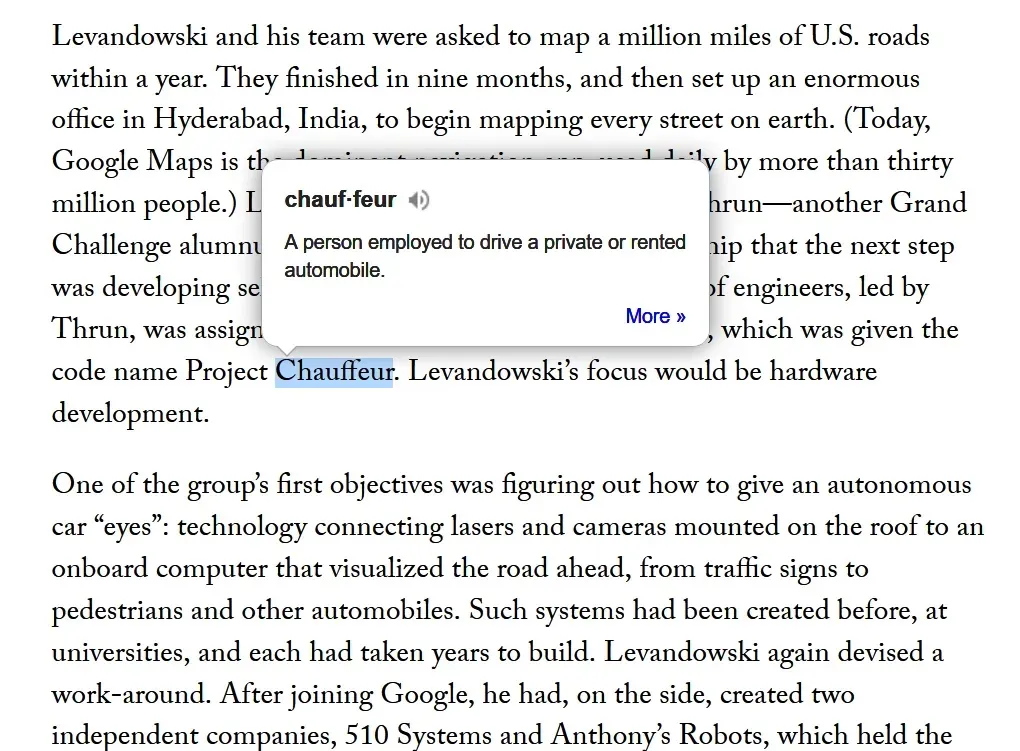 Dictionary Anywhere 扩展显示所选单词的含义