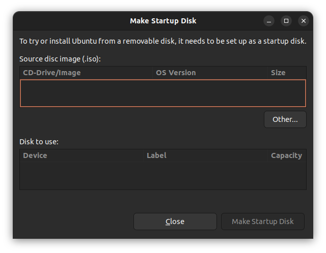 startup disk creator