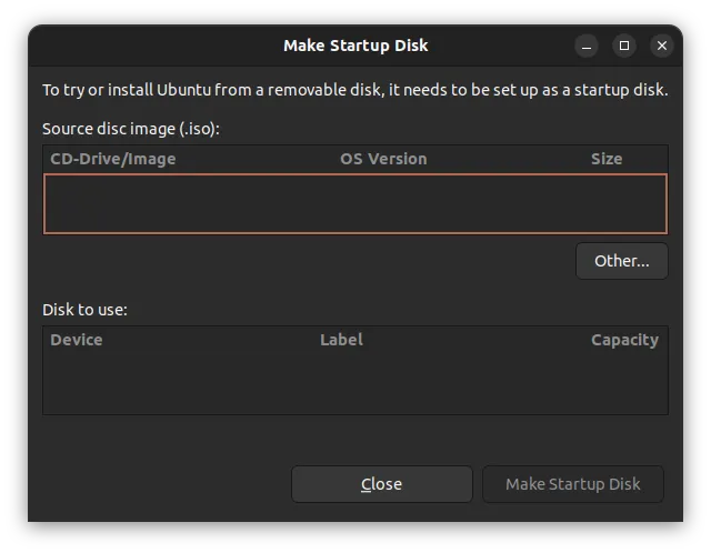 startup disk creator