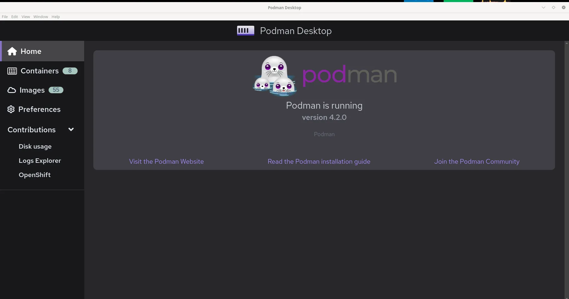 Podman Desktop 0.0.6 在 Fedora 36 上运行