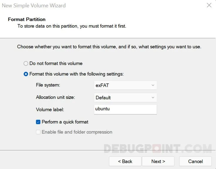 图 8：新建简单卷向导-page3