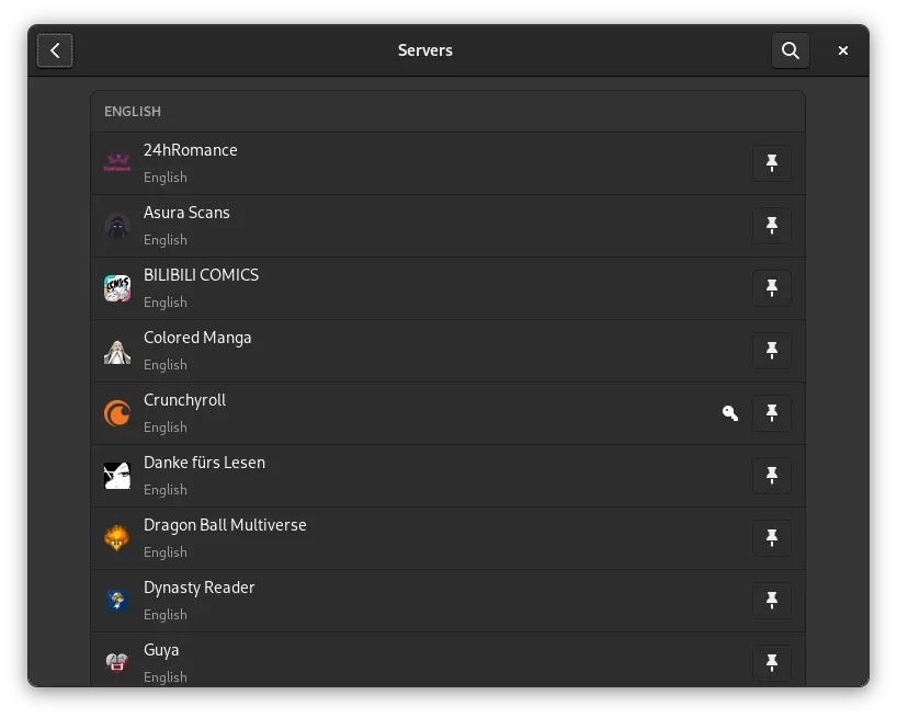 Komikku 在线服务器列表