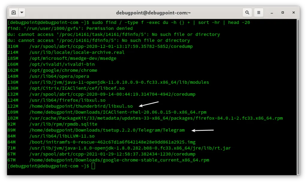 Find Large files in Linux