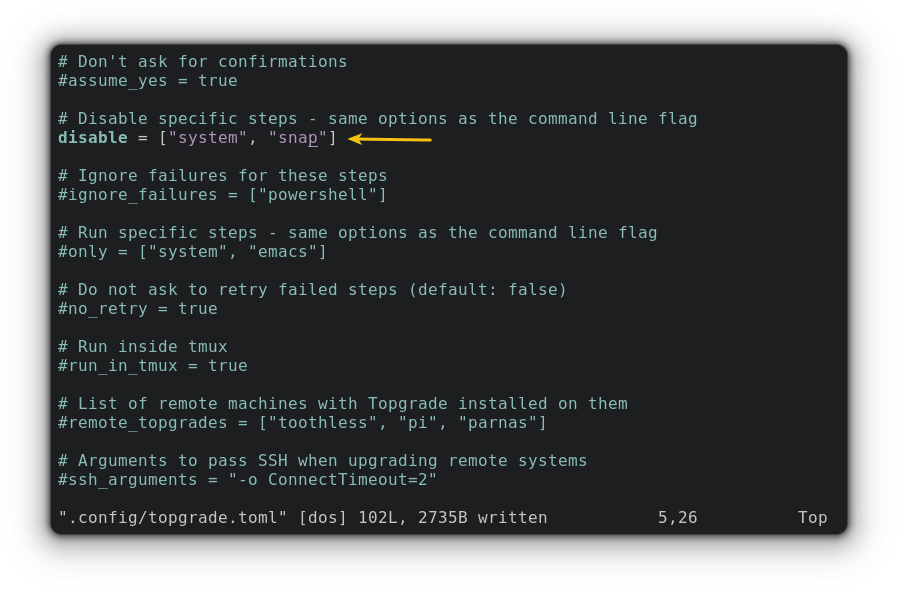 configuring Topgrade