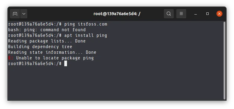Docker containers often have only a few commands installed