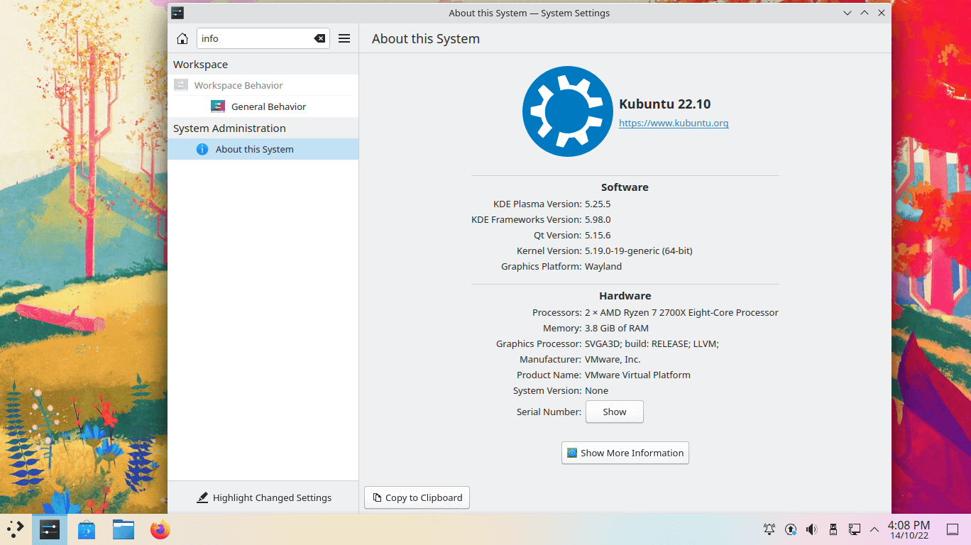 Kubuntu 22.10 Wayland 会话信息