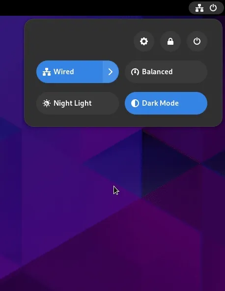 Quick Settings Demo in GNOME 43