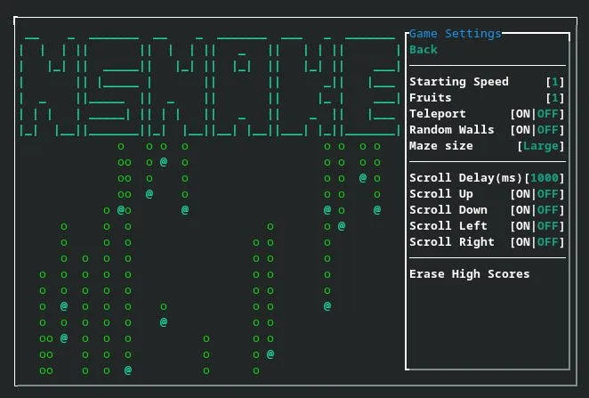 nsnake Linux 终端贪吃蛇设置