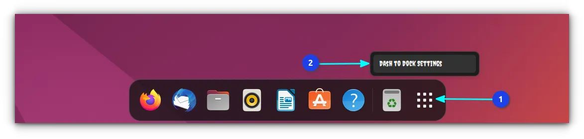 select dash to dock settings