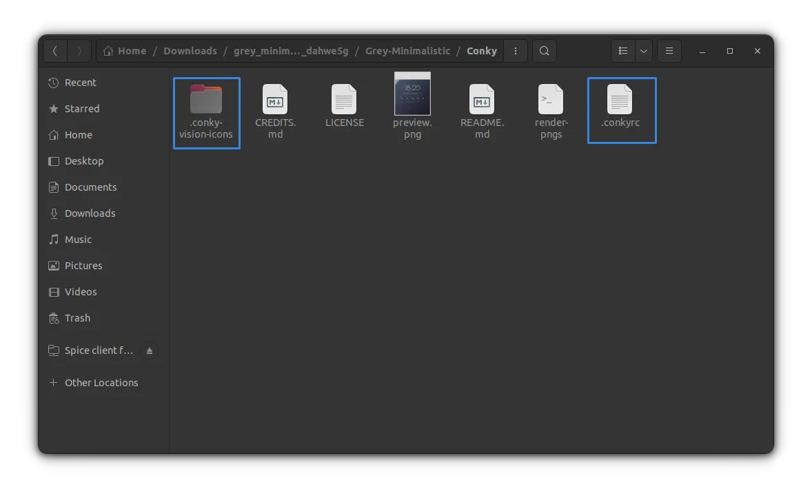copy and paste conky files to home directory