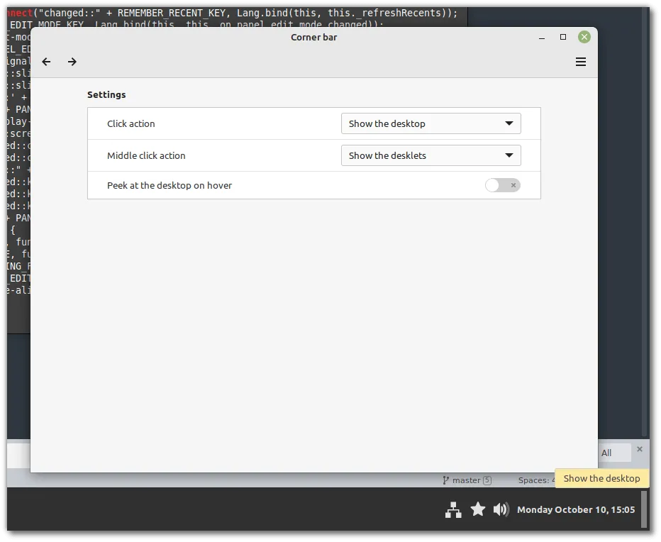 linux mint 21 updated corner bar