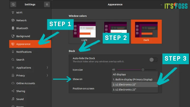 Ubuntu Dock Settings Multimonitor