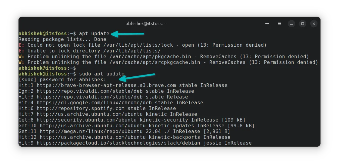 使用 sudo 的例子