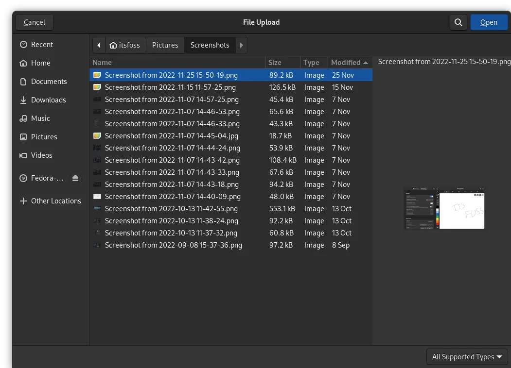 GNOME 43 的文件选取器