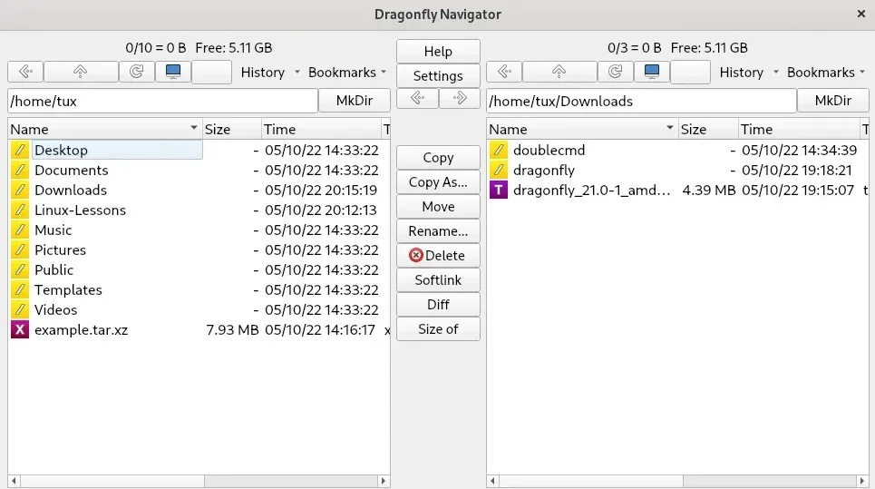 Dragonfly Navigator is a two-panel file manager