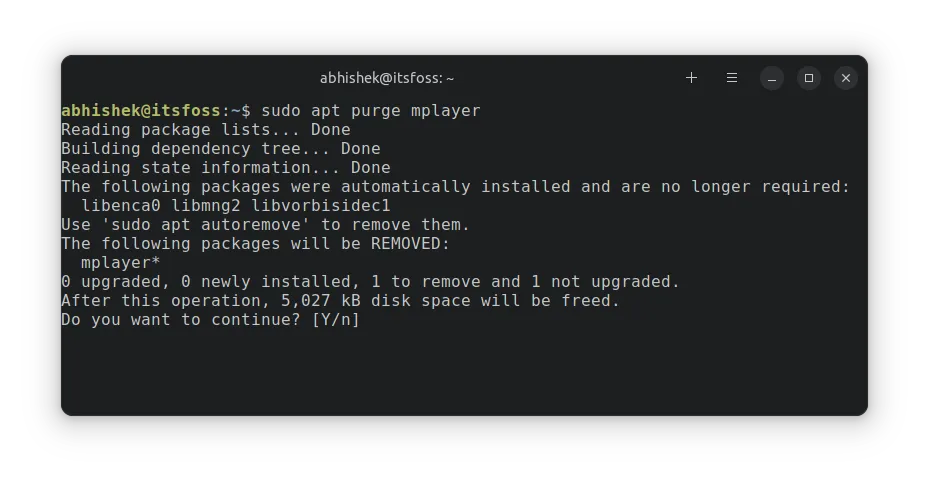 apt purge command