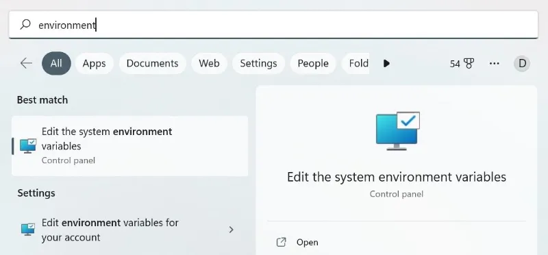 打开环境变量设置
