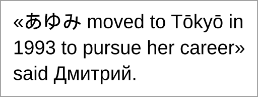 «Ayumi moved to Tokyo in 1993 to pursue her career» said Dmitrii