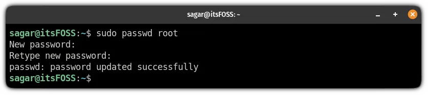 change the password of root account in ubuntu