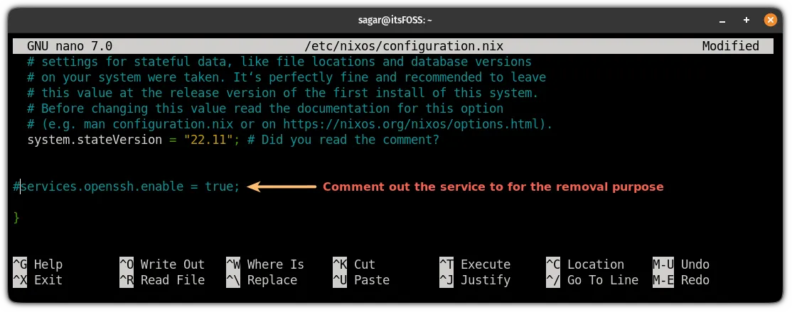 从 NixOS 删除服务