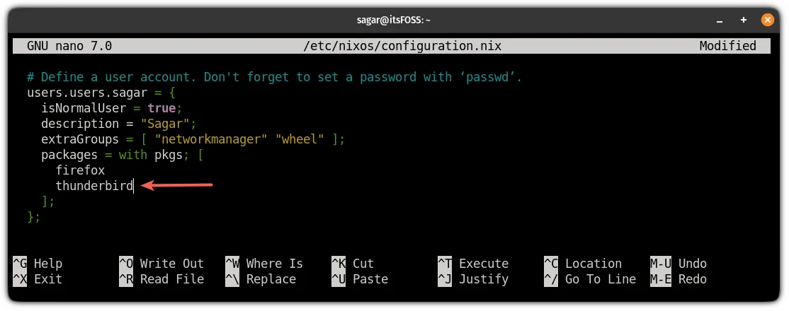 使用 Nix 配置文件在 NixOS 中安装一个包