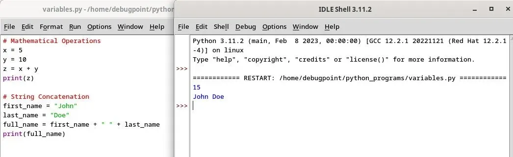 A simple demonstration of variables in Python