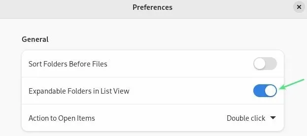 启用树状视图的设置