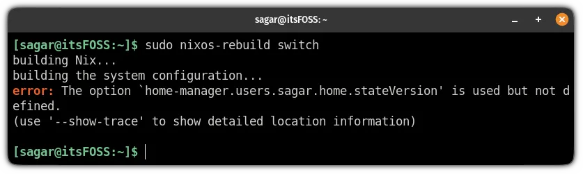 错误: 选项 已被使用但未被定义。