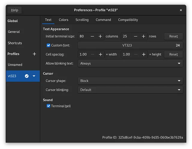 preference profile screen - text appearance