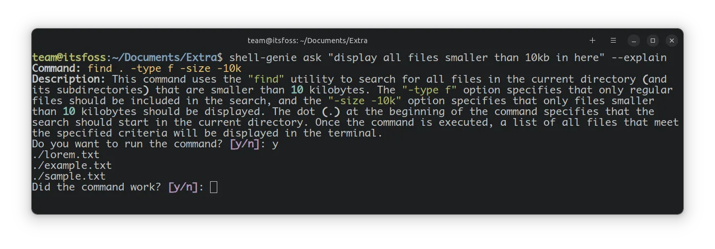 Shell Genie explain commands