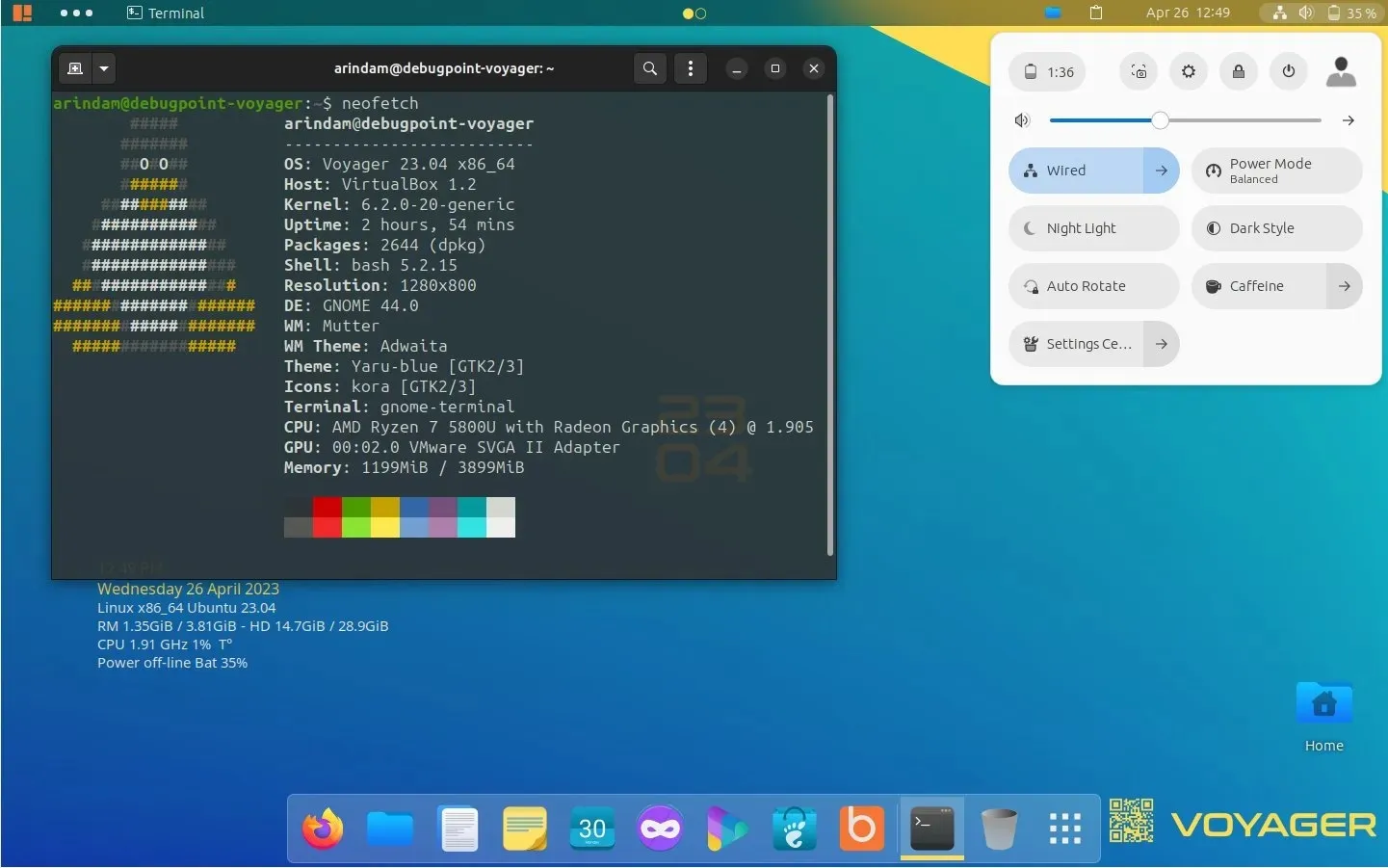 Voyager 23.04 桌面(GNOME)