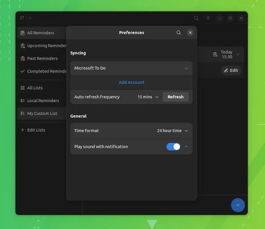 a screenshot of the microsoft to do integration on reminders