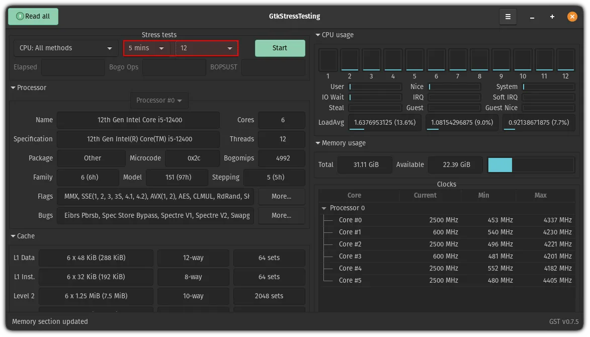 选择 Linux 中 CPU 压力测试的时间和核心数