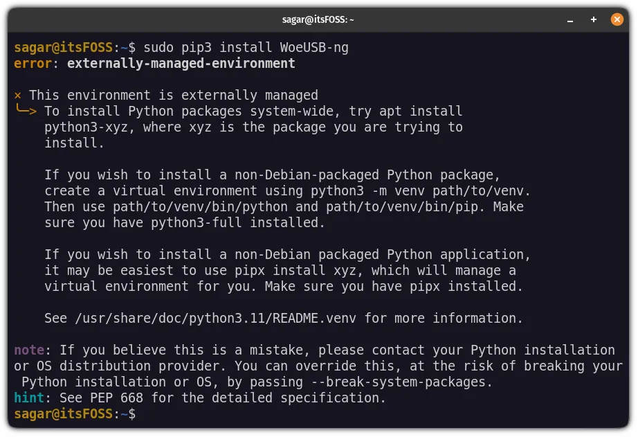 error: externally-managed-environment