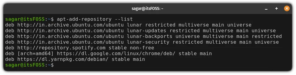 list enabled repositories in Ubuntu