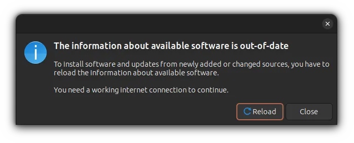 Click on reload to after removing repository from Ubuntu and save changes