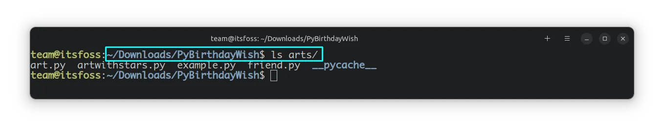 arts 目录的内容，其中包含默认和用户创建的 art 文件