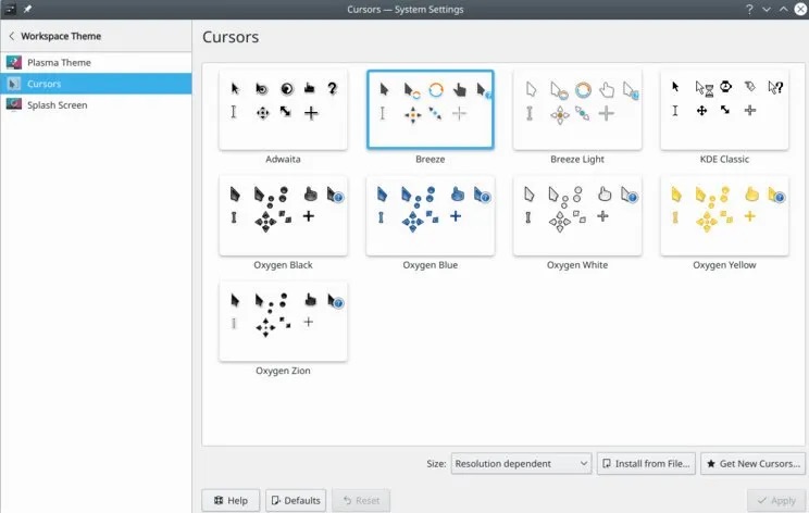 在 KDE Plasma 桌面设置光标主题