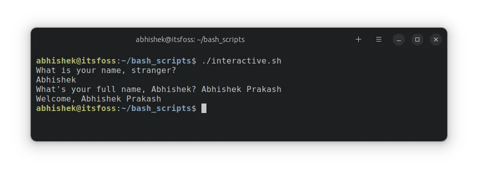 Interactive bash shell script