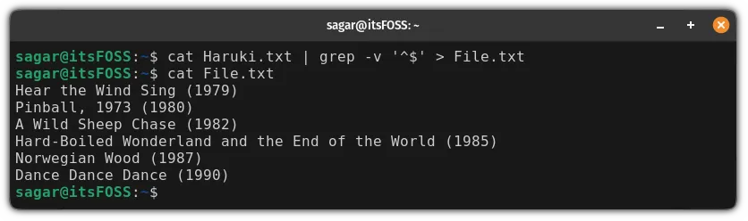 save output of cat command by redirection