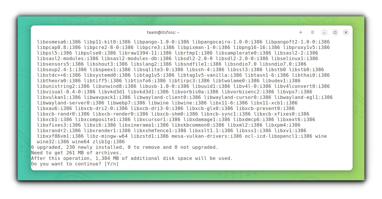 Wine download and installed size